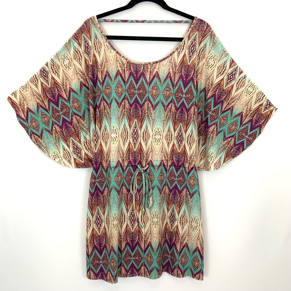 Splendour tribal print mini dress Kimono Sleeves